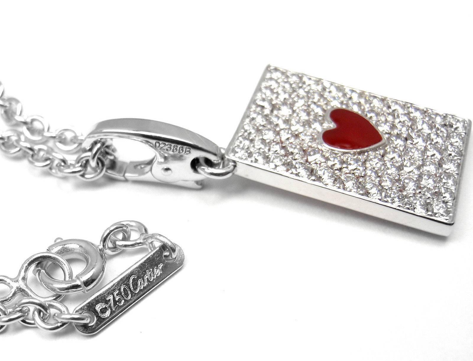 Women's Cartier Diamond Ace Of Hearts Card Gold Pendant Necklace