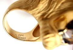 Carrera Y Carrera Bestiario Tiger Smokey Quartz Yellow Gold Large Ring