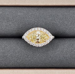 2.36 ct GIA Certified Natural Yellow Marquise Diamond Ring