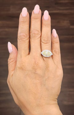 2.36 ct GIA Certified Natural Yellow Marquise Diamond Ring