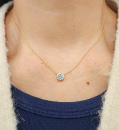 1.12 ct Diamond Bezel Necklace set in 14k Yellow Gold