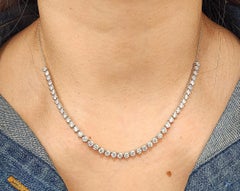 3.87 ct Halfway Diamond Tennis Necklace in 14k White and Yellow Gold