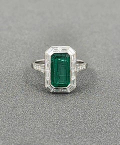 3.42 ct Natural Zambian Emerald & Diamond Ring set in Platinum