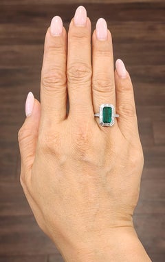 3.42 ct Natural Zambian Emerald & Diamond Ring set in Platinum