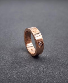 Cartier Love Ring, Classic Model, 3 Diamonds in 18k Rose Gold