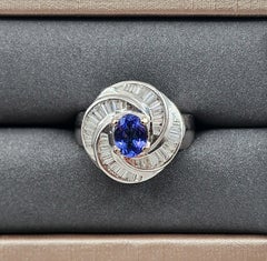 18k White Gold Tanzanite & Diamond Cocktail Ring – 1.56 ct