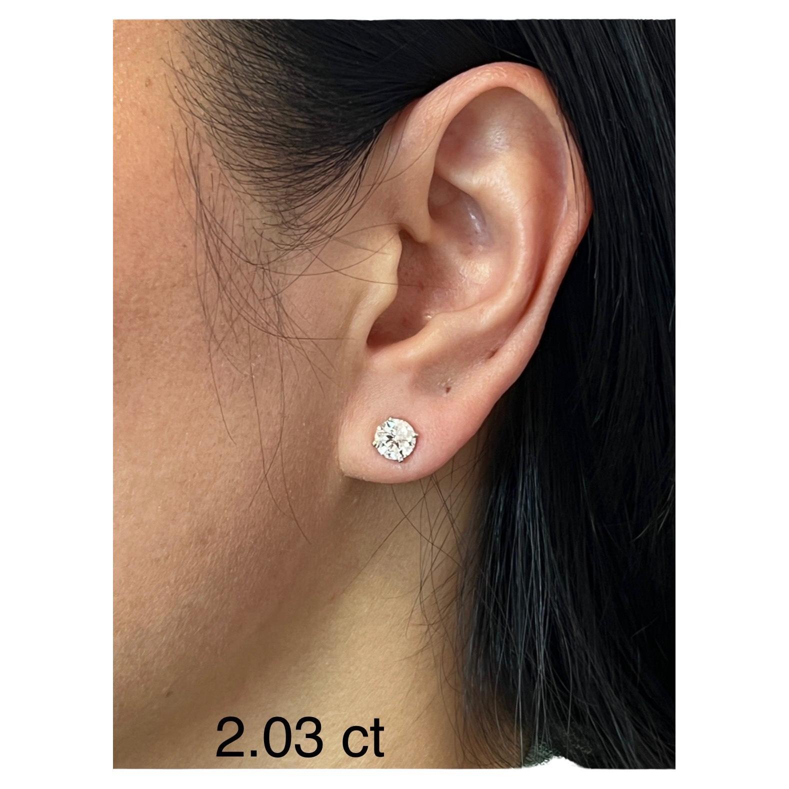 2.03 ct Diamond Stud Earrings  For Sale