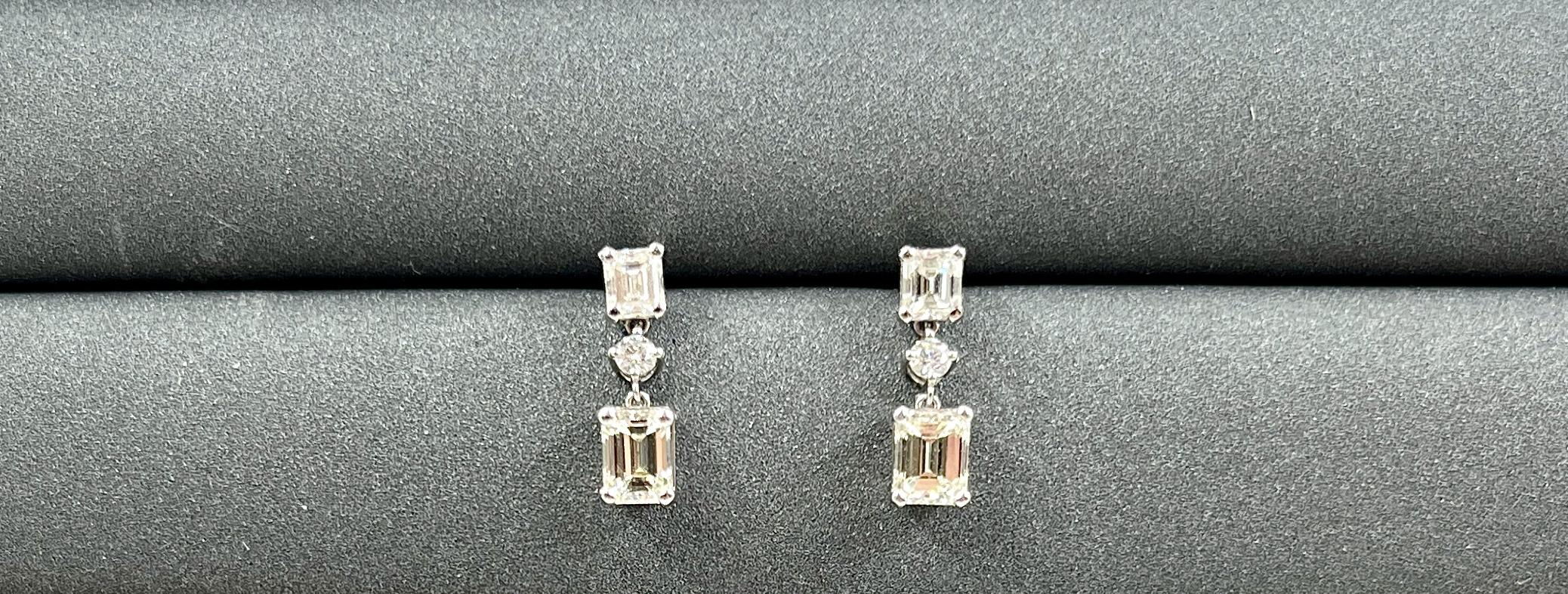 1.72 ct Emerald Cut Diamond Earrings