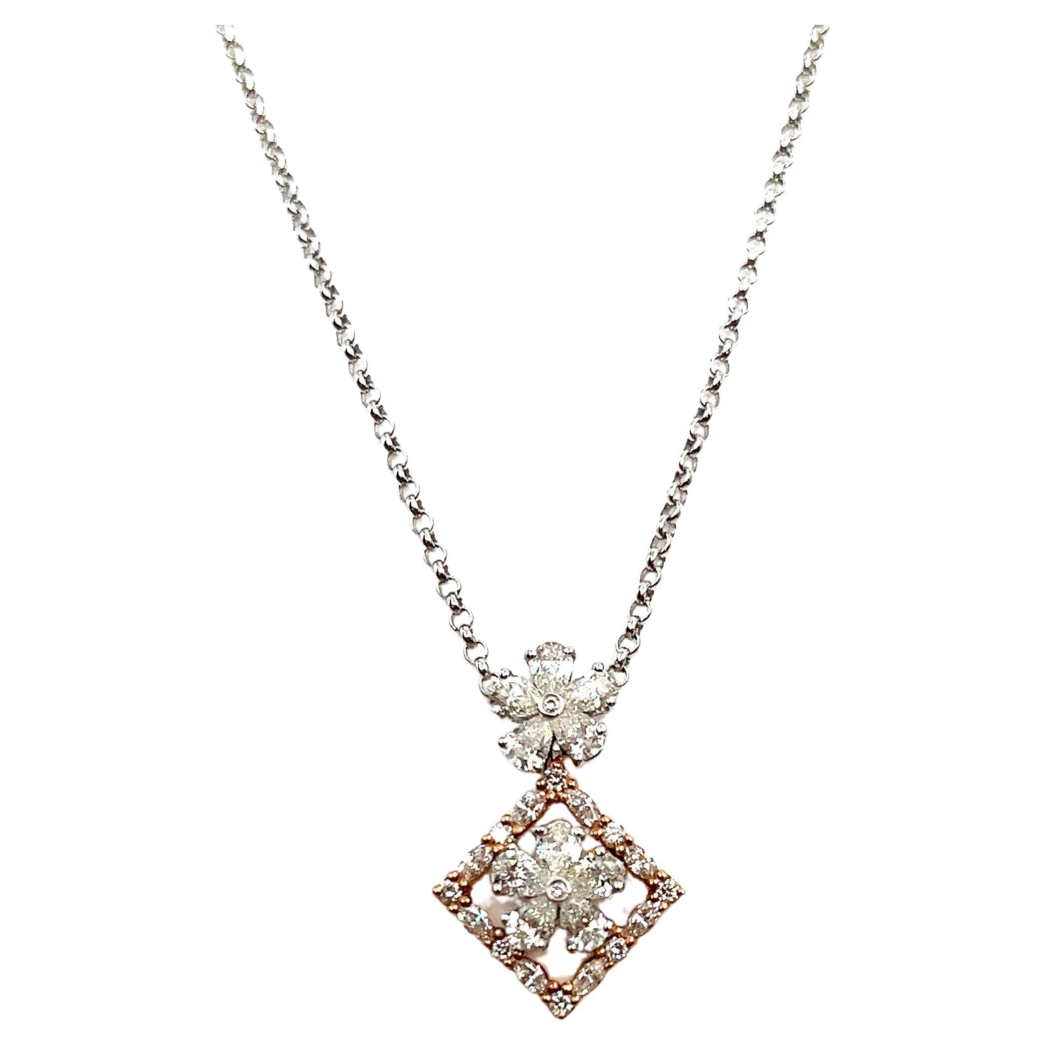 1.28 ct White & Rose Gold Diamond Pendant