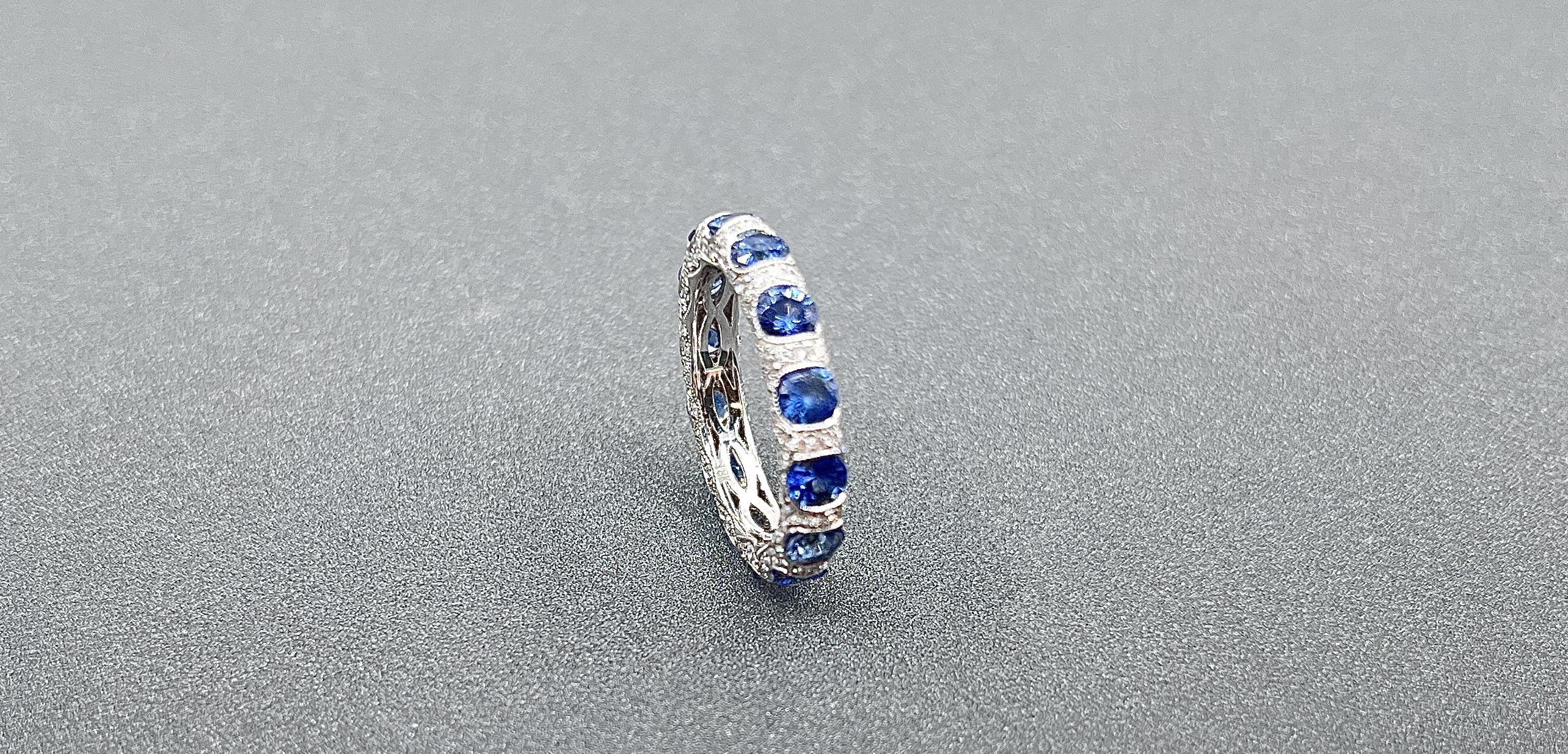 3.68 ct Natural Sapphire & Diamond Eternity Band