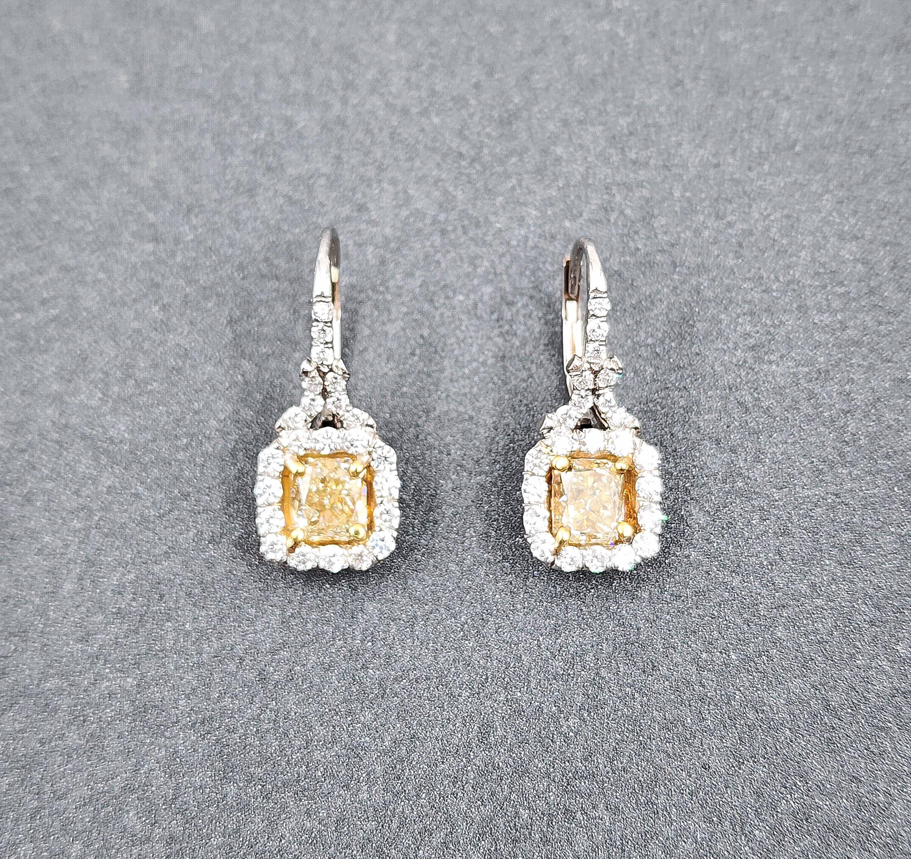 2,75 Karat natürlicher gelber Diamant-Ohrhänger