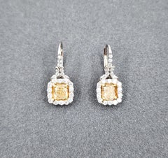 2.75 ct Natural Yellow Diamond Dangle Earrings