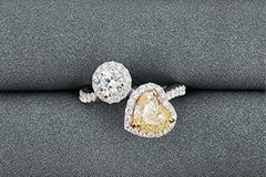 1.68 ct Natural Yellow Moi Et Toi Diamond Ring