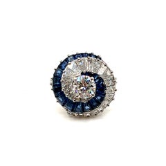 5.23 ct Certified Oscar Heyman Diamond & Sapphire Swirl Ring