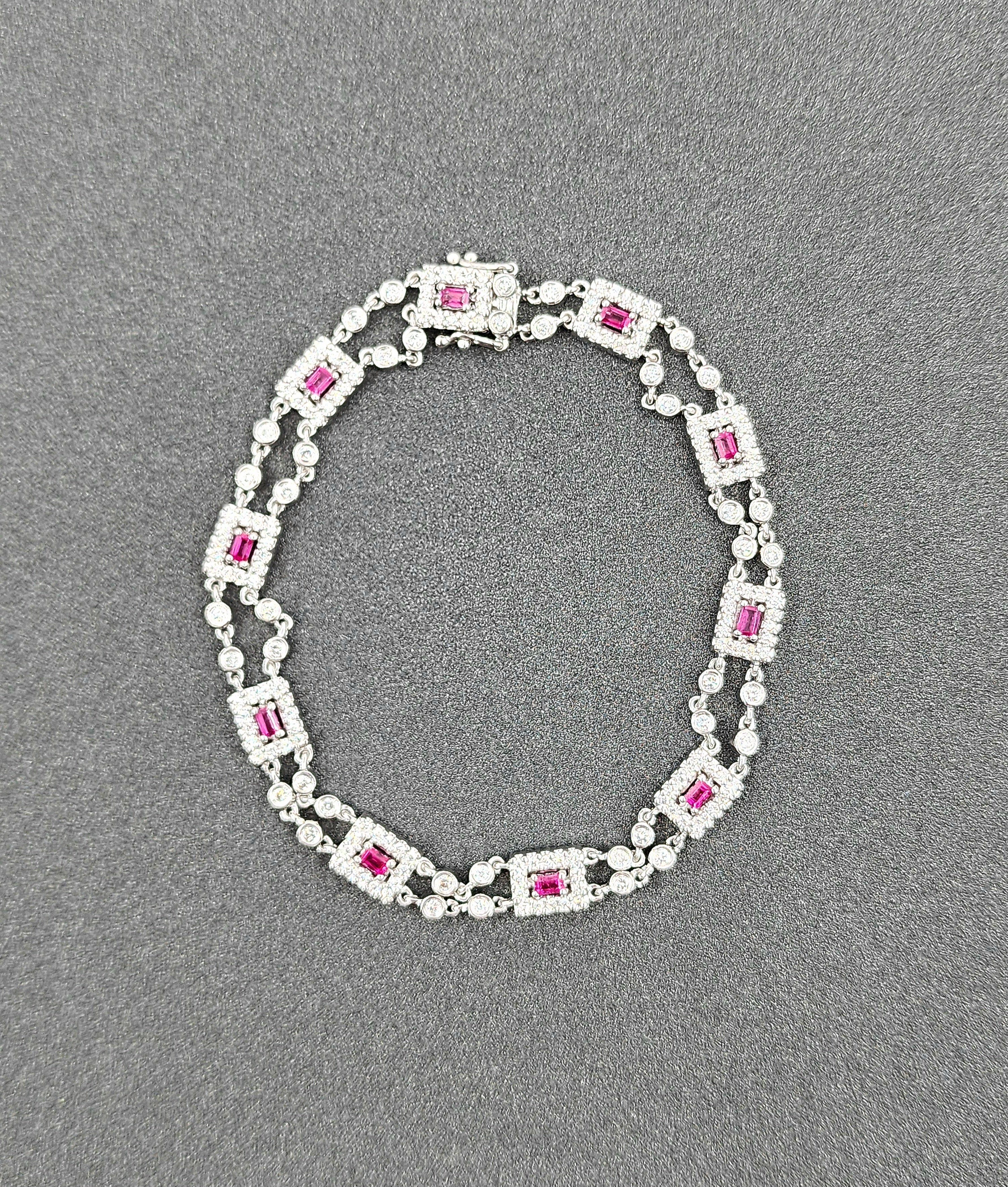 3,50 Karat Diamant & Rubin Armband