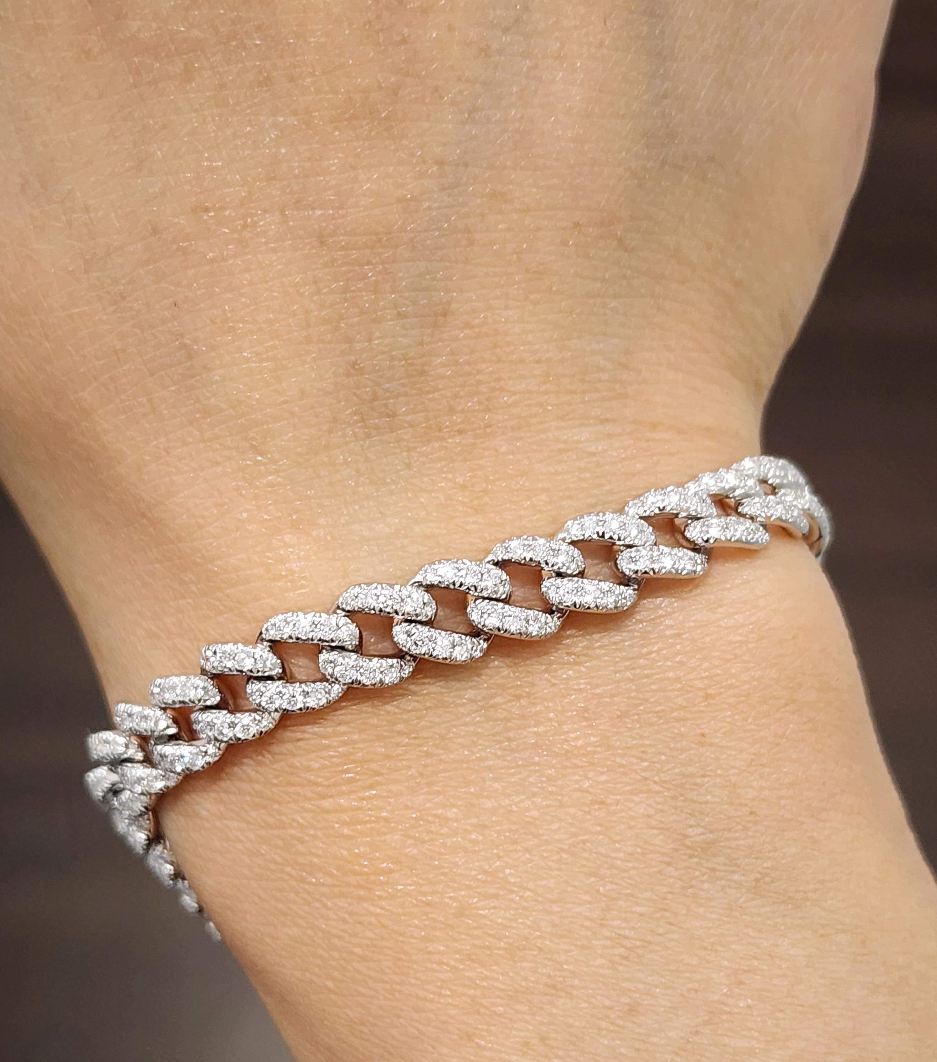 Pulsera de diamantes de eslabón cubano de 2.57 ct Moderno en venta