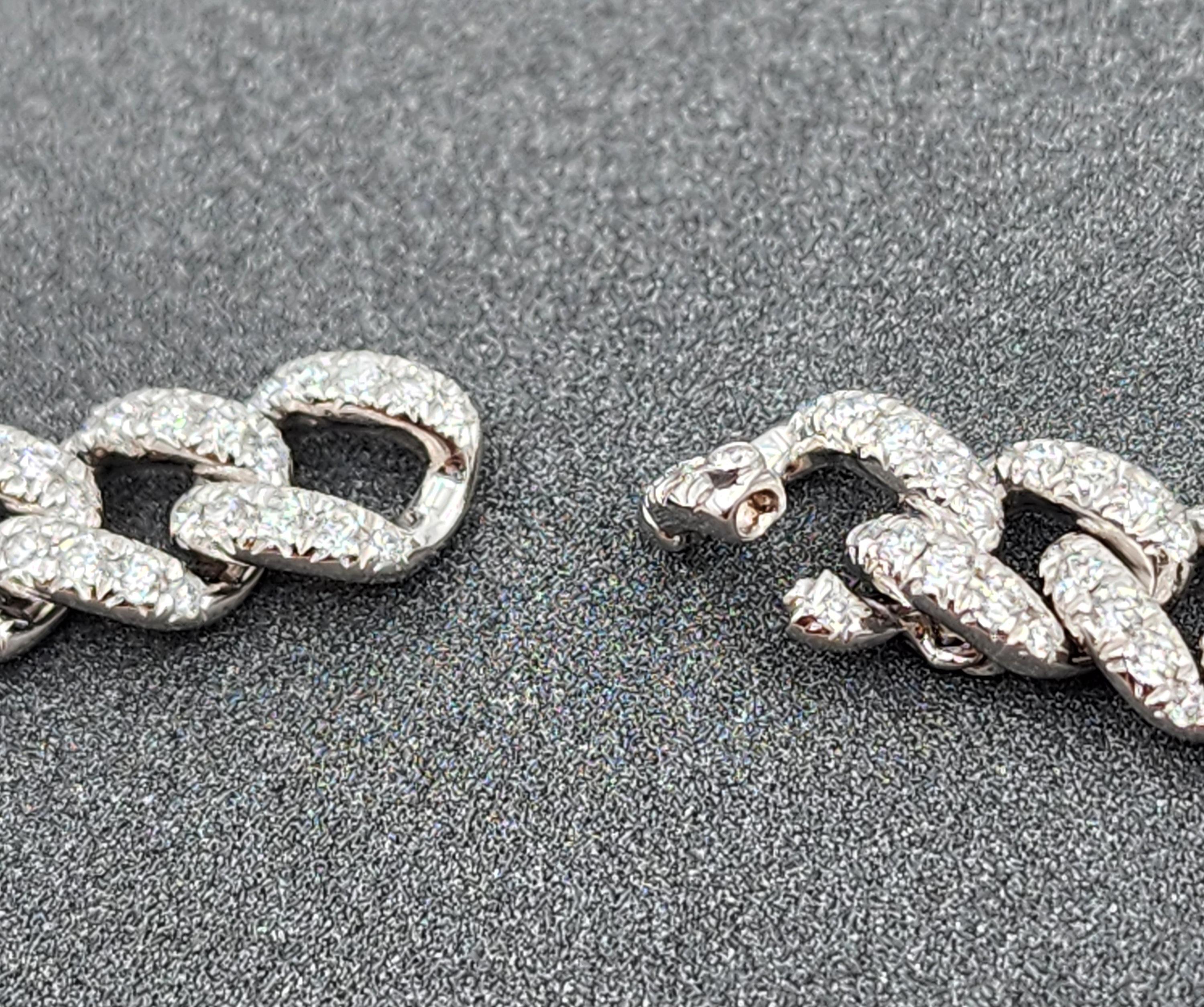 Femenino o masculino Pulsera de diamantes de eslabón cubano de 2.57 ct en venta