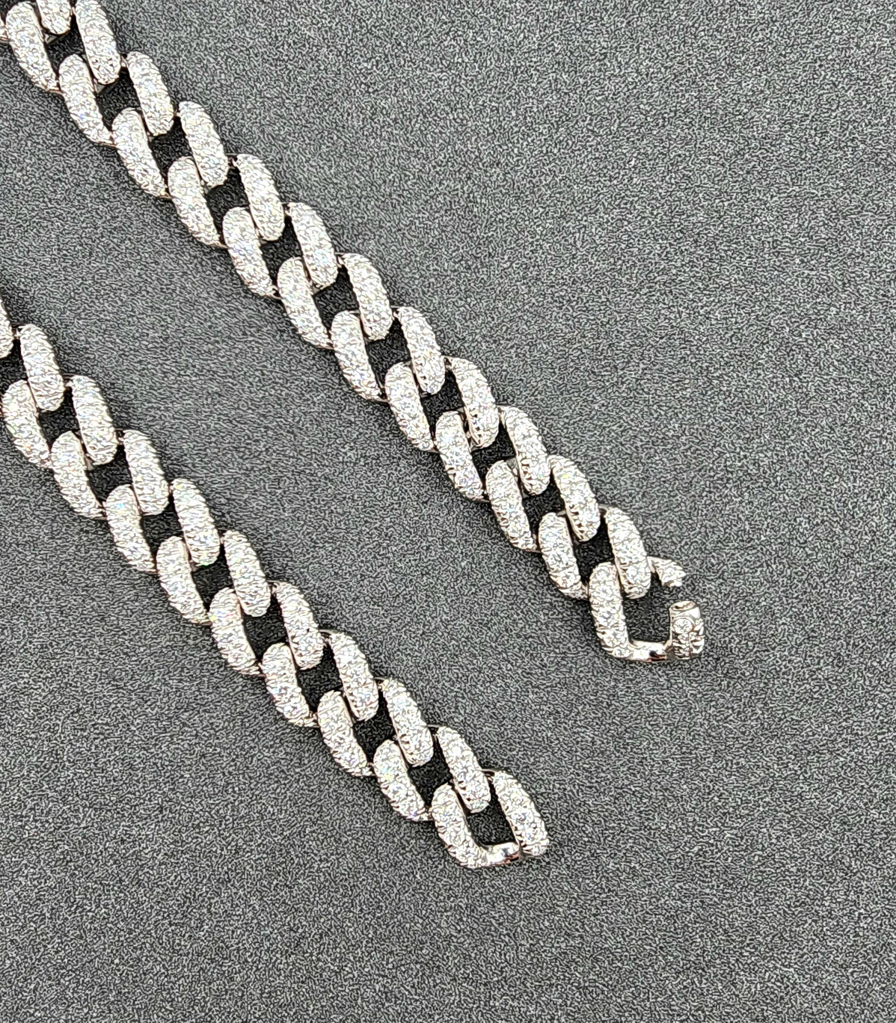 Pulsera de diamantes de eslabón cubano de 2.57 ct Corte redondo en venta