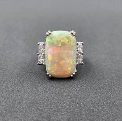 9.03 ct Platinum Natural Australian Opal & Diamond Ring