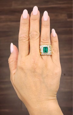 3.50 Karat GIA zertifizierter natürlicher sambischer Smaragd & Diamantring