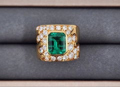3.50 Karat GIA zertifizierter natürlicher sambischer Smaragd & Diamantring