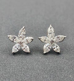 2.89 ct Flower-Shaped Marquise Diamond Studs set in Platinum