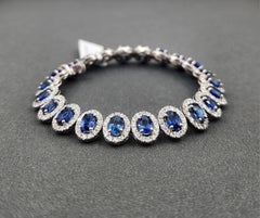 22.10 ct Natürlicher Saphir & Diamant Tennis-Armband