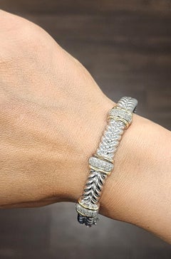 Alwand Vahan Sterling Silver 14k Gold Diamond Bangle Bracelet