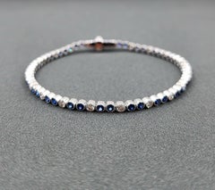 2.20 ct Natural Ceylon Sapphire & Diamond Tennis Bracelet