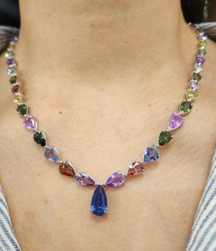 62.20 ct Natural No Heat Sapphire Necklace set in Platinum