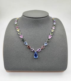 62.20 ct Natural No Heat Sapphire Necklace set in Platinum