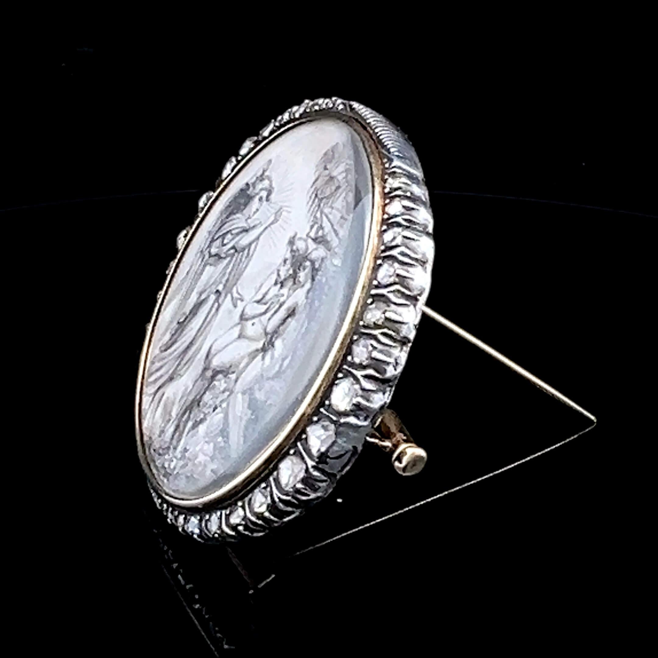 Women's or Men's Georgian Diamond Set Miniature Brooch Circa 1830s For Sale