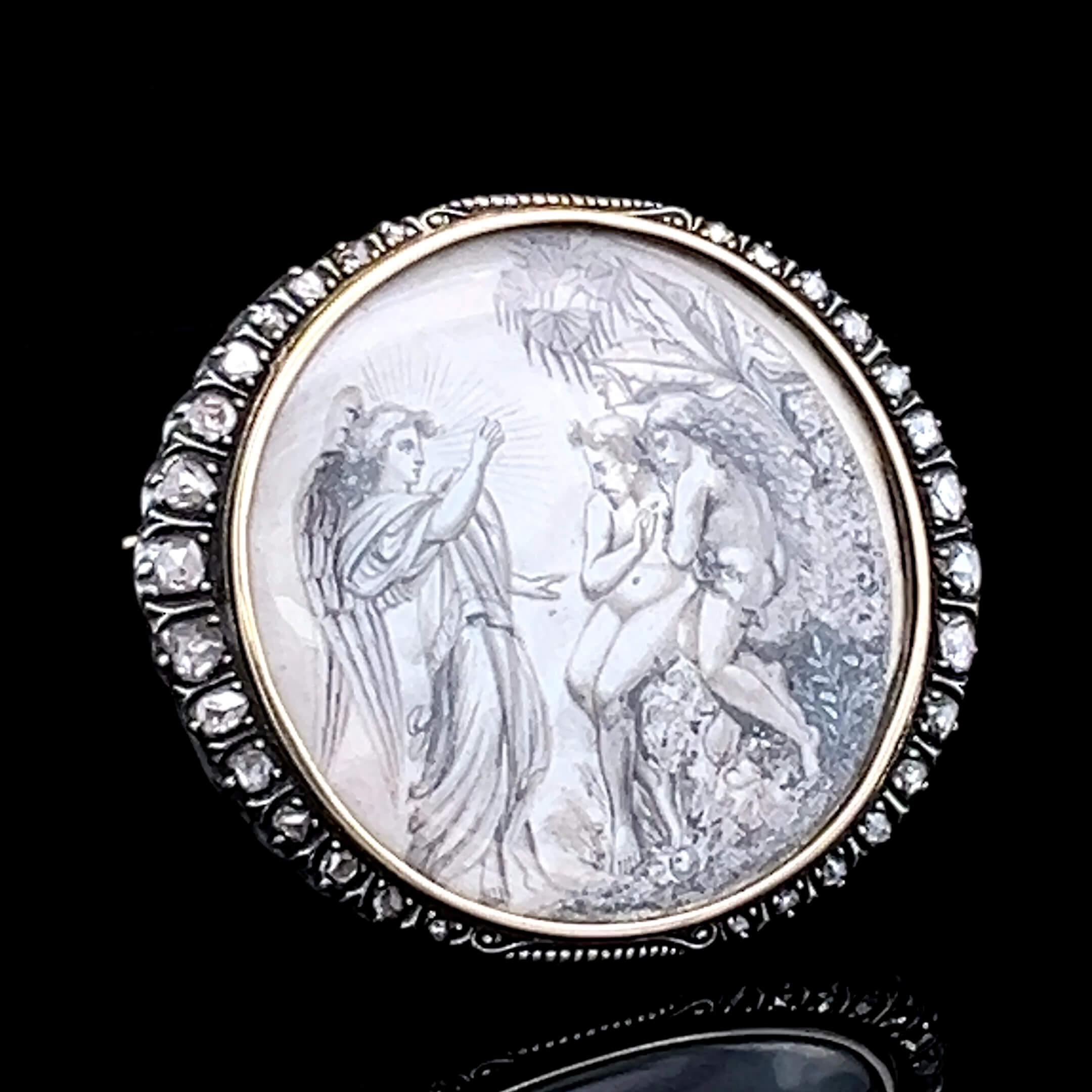 Georgian Diamond Set Miniature Brooch Circa 1830s For Sale 1