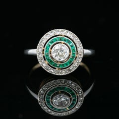 Bague Art déco en émeraude et diamants des années 1930