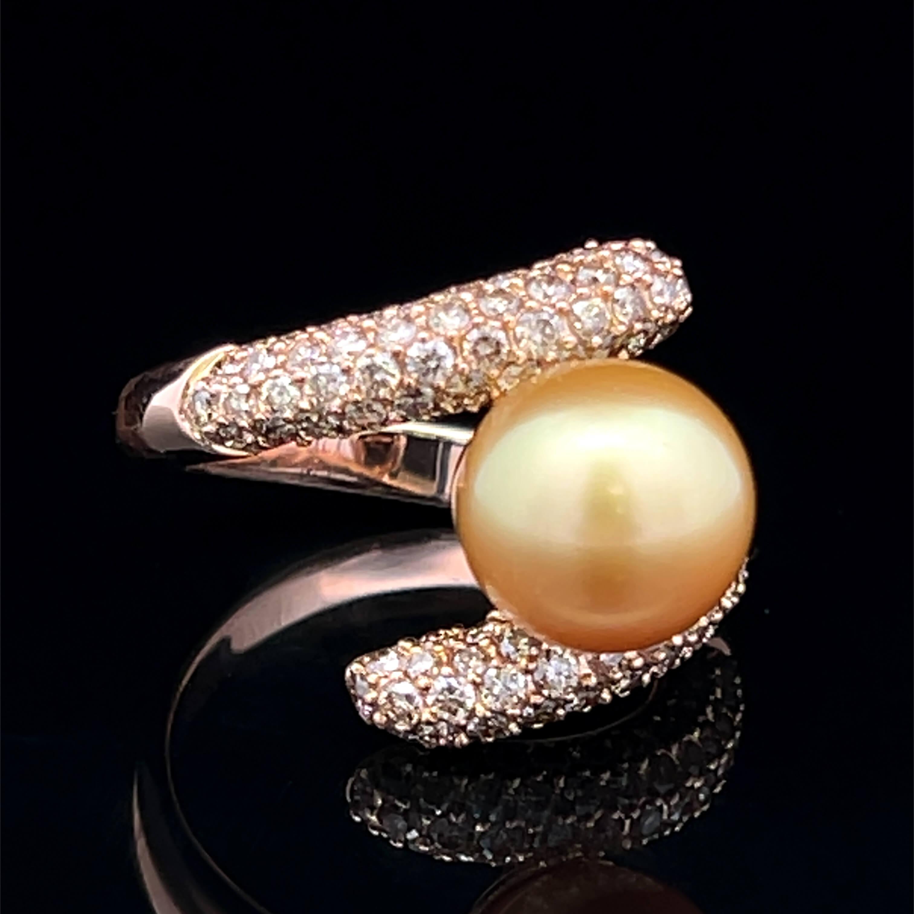 Autore Perlen- & Diamantring CIRCA 1990er Jahre (Brillantschliff) im Angebot