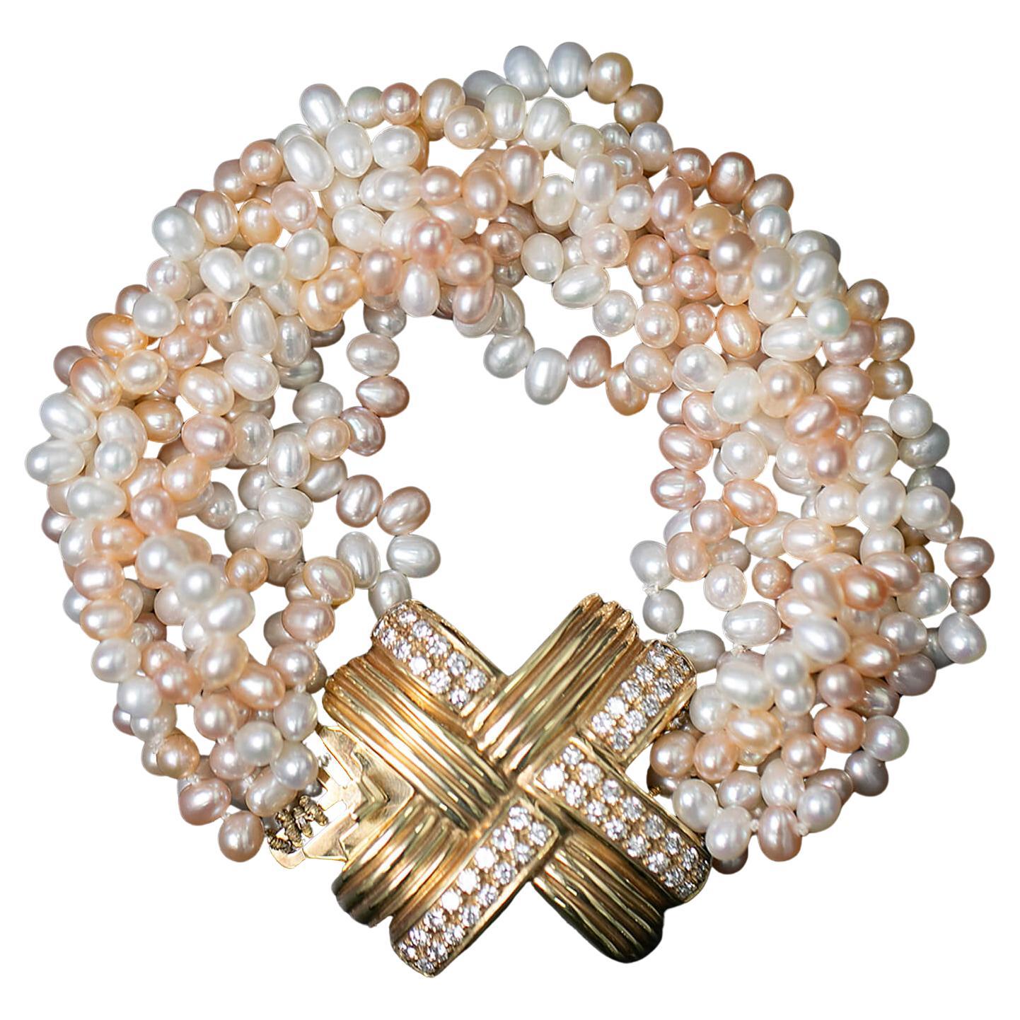 Perlen- und Diamantarmband von Ann Middleton CIRCA 1980er Jahre
