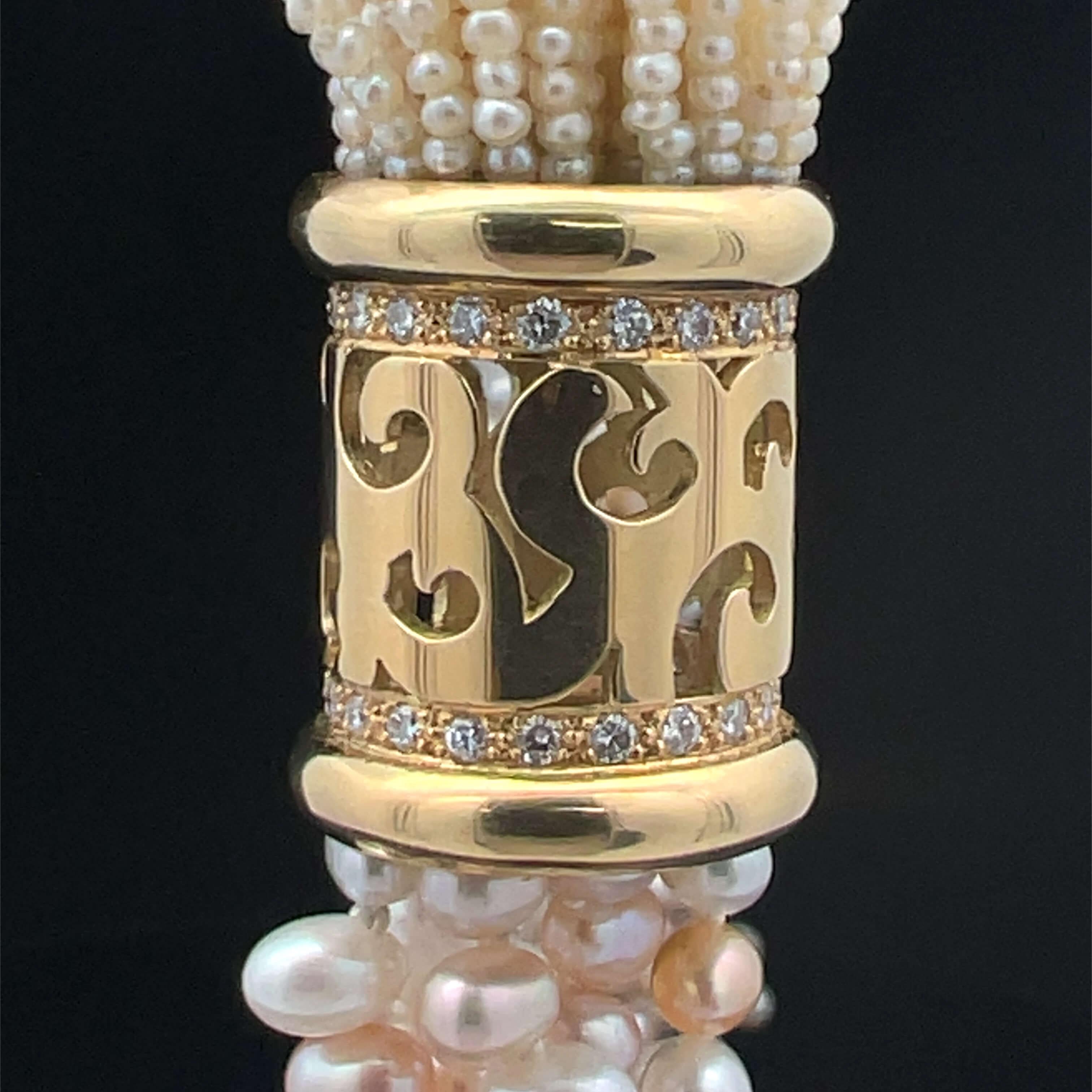 Moderno Collana di perle e diamanti di Ann Middleton, circa anni '80 in vendita