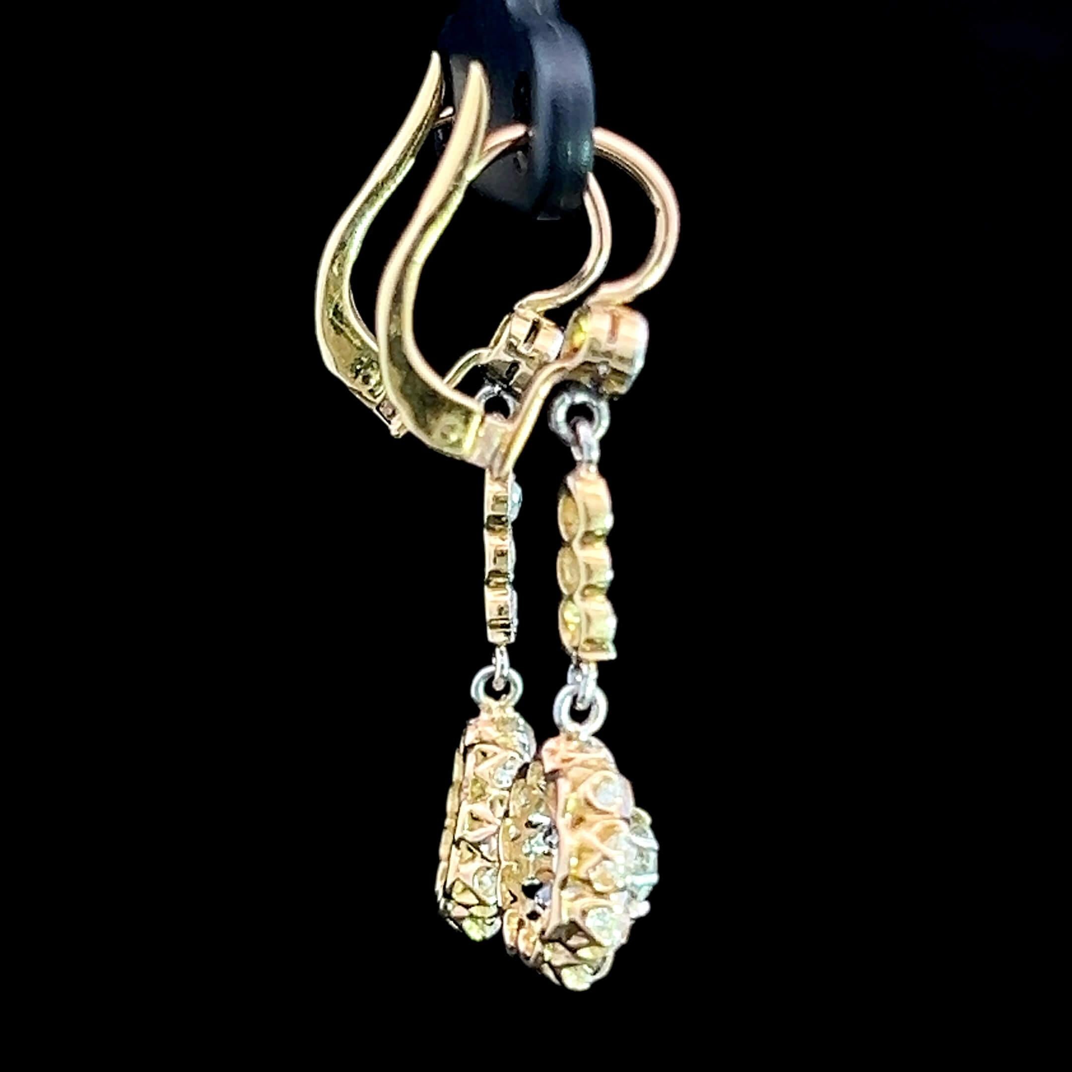 Pendientes Edwardian Diamond Drop Circa 1910 Eduardiano en venta