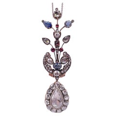 Antique Victorian Pear Rose Cut Diamond Brooch