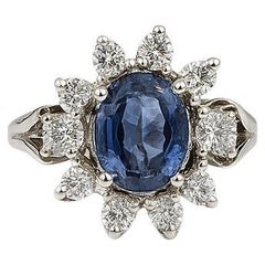 Anello in oro bianco con zaffiro e diamante da 1,5 carati