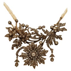 Antique Victorian Rose Cut Diamond with Natural Bahrain Pearl