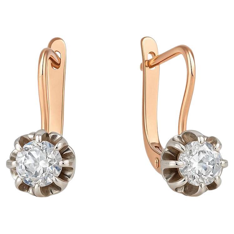 boucles d
oreilles en or blanc et rose Art déco 1940 (Approx. 1.10 ct) en vente