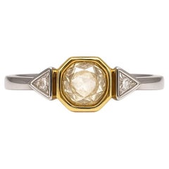 2025 Contemporary 18K Two-Tone Gold Ring with 1.30ct Fancy-Cut Diamond and Trill