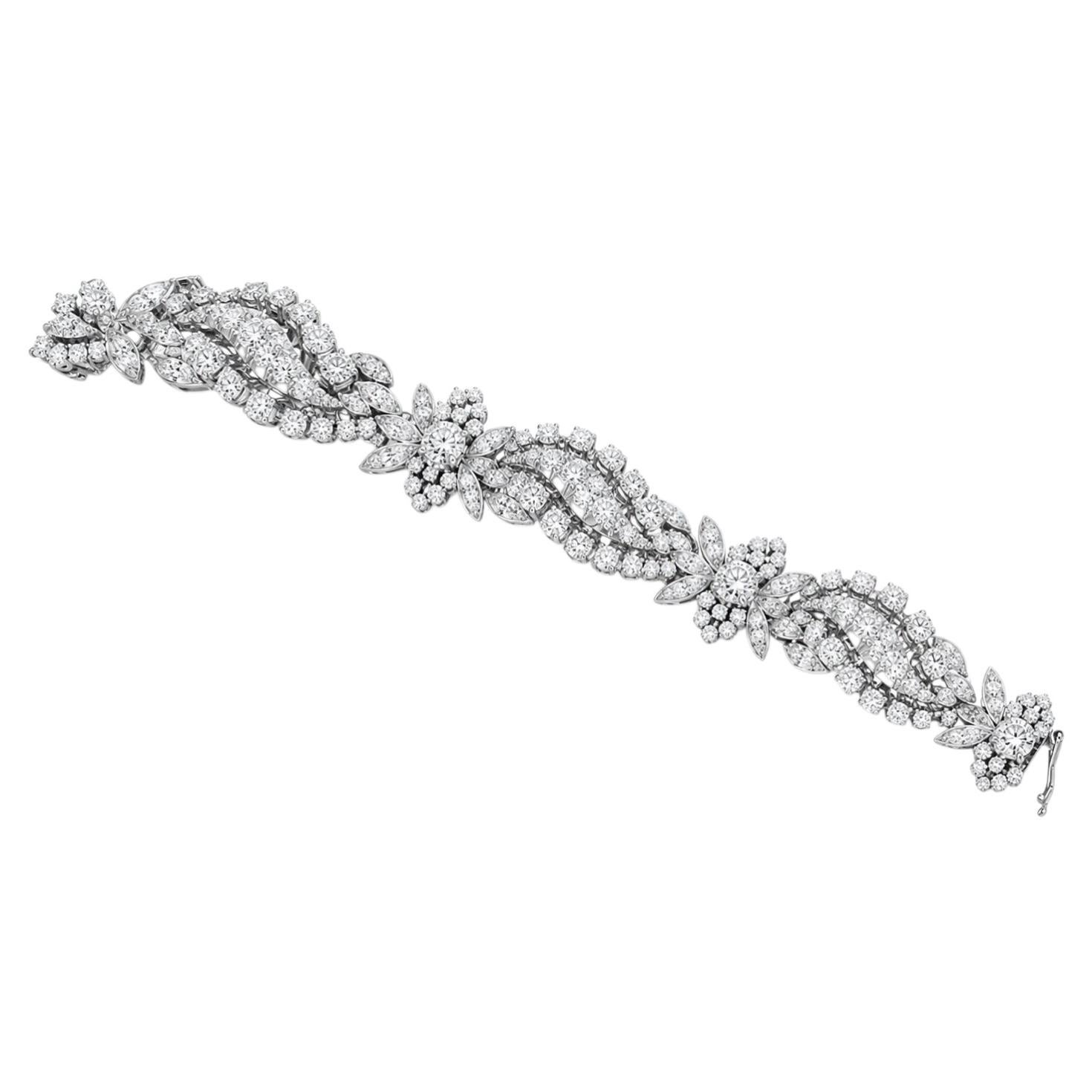 Vintage Italian Art Deco Diamond Bracelet  44g White Gold Statement Piece  Cir For Sale