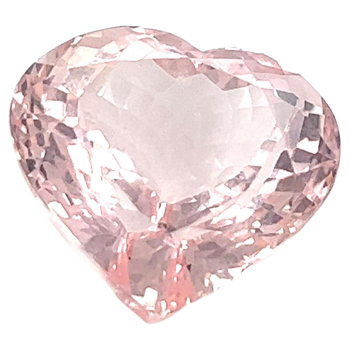 19.24 Carat AAA Natural Pink Morganite Heart Shape Loose Gemstone Jewelry For Sale