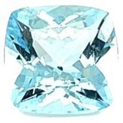 Vintage Brazil Natural Aquamarine Cushion Cut 6.12 Cts Loose Gemstone Aquamarine Jewelry