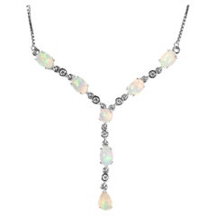 Ethiopian Opal Necklace in 925 Sterling Silver Birthstone anniversary necklace