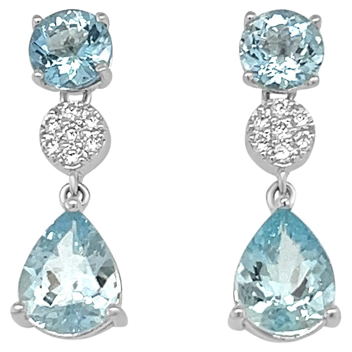 1.45 Cts Aquamarine Drop Dangle Earrings 925 Sterling Silver Women Jewelry   For Sale