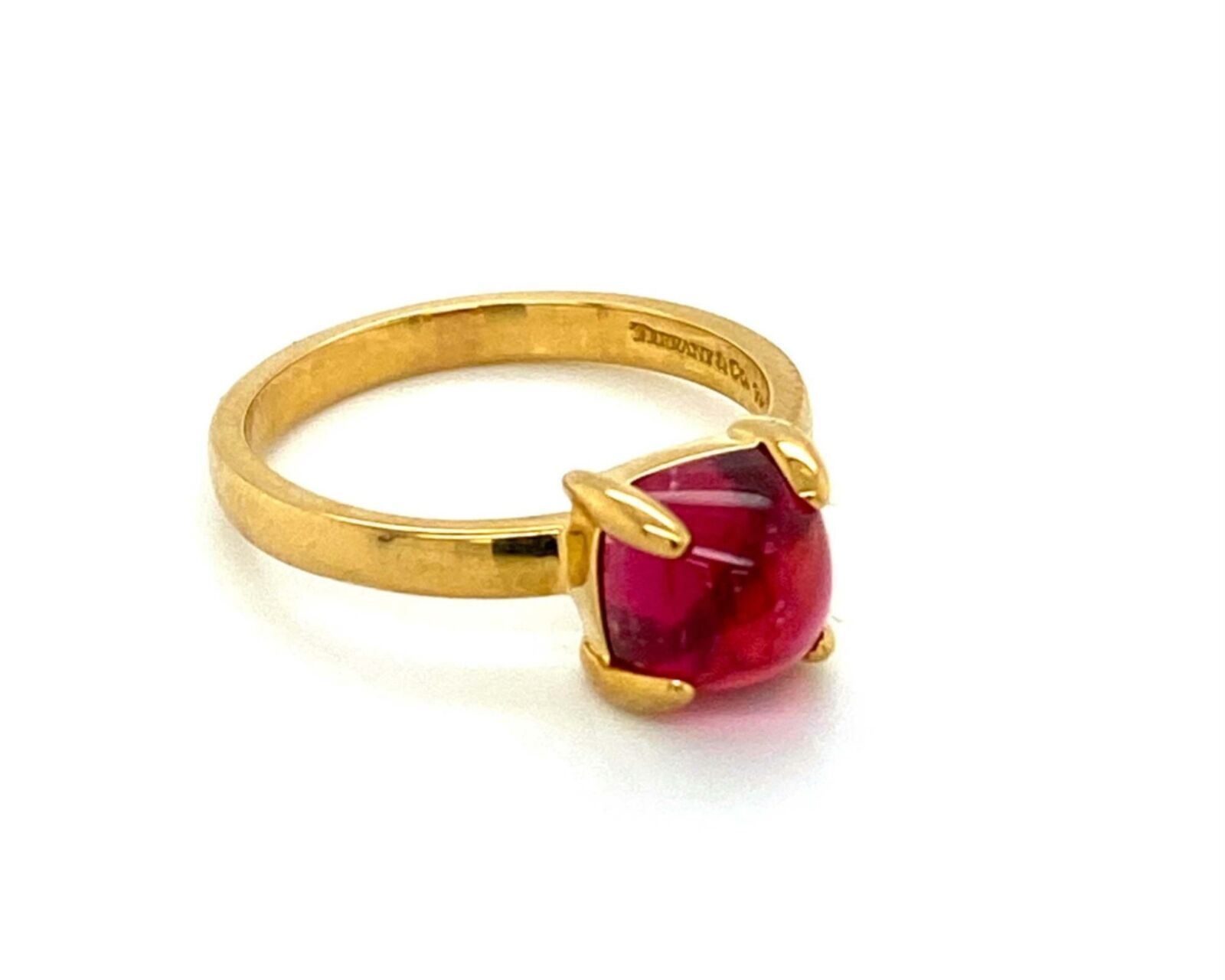 Tiffany & Co. Picasso Rubellite Gem 18k Yellow Gold Sugar Stacks Ring