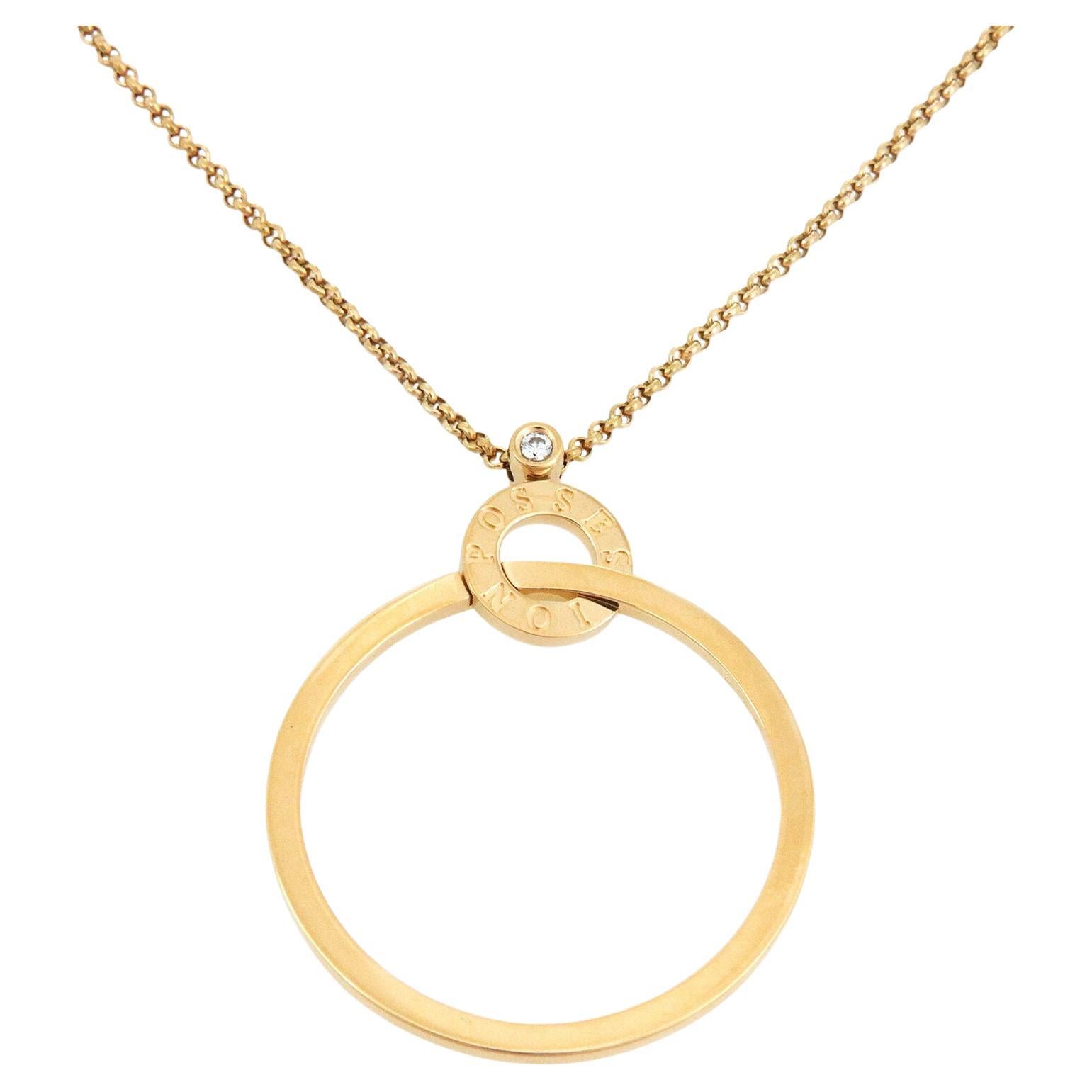 Piaget Possession Diamant 18k Gelbgold Kreis Anhänger Kette Halskette im Angebot